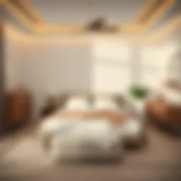 Elegant minimalist bedroom set in neutral tones