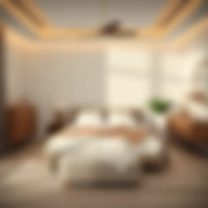 Elegant minimalist bedroom set in neutral tones