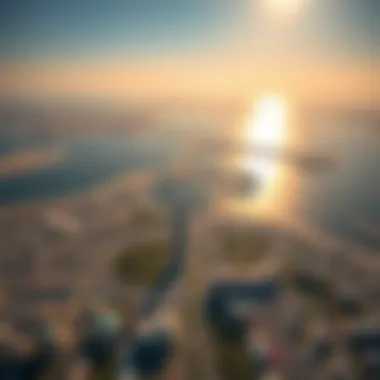 Aerial view of Ajman and Dubai showcasing the distance between the two emirates