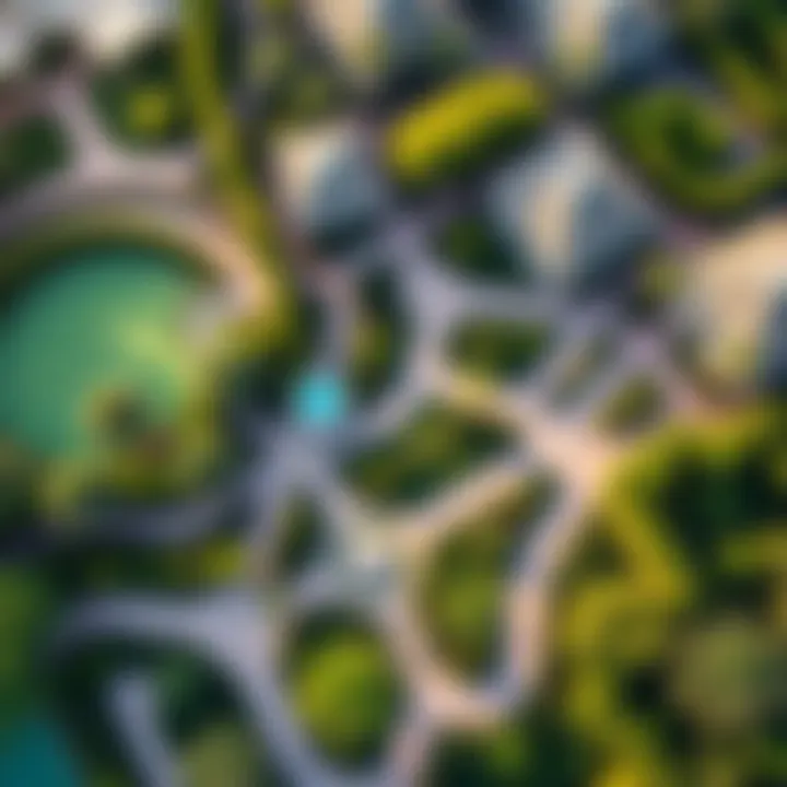Aerial view of Al-Batin Garden showcasing its lush greenery and intricate pathways