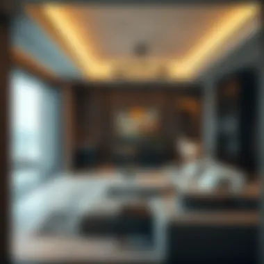 Elegant Interior Design of Al Mamzar Beach Chalet Luxurious accommodation interior at Al Mamzar Beach Chalet highlighting design and comfort