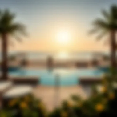 A panoramic view of Al Mamzar Beach Chalet showcasing its beachfront location