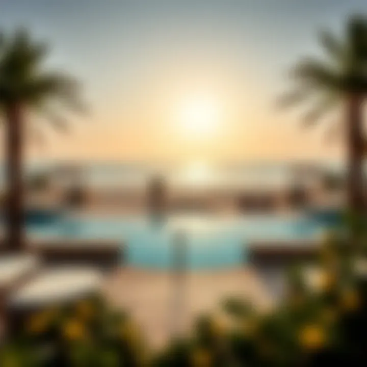 A panoramic view of Al Mamzar Beach Chalet showcasing its beachfront location
