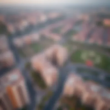 Aerial view of Al Nahda 2 showcasing residential buildings and parks