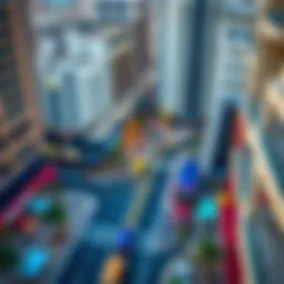 Aerial view showcasing the vibrant Al Nahyan Street in Dubai