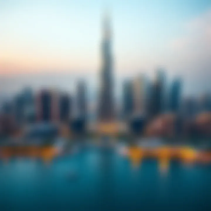 Dubai Skyline with Al Rasheed 4 Tower Panoramic view of Dubai skyline featuring Al Rasheed 4 Tower.
