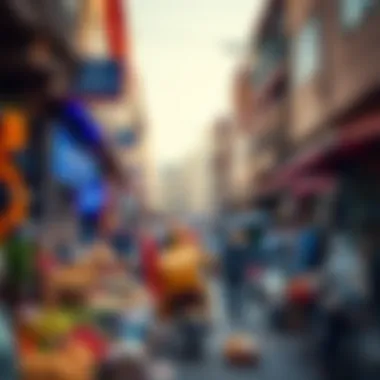 Vibrant Market Scene on Al Taawun Street A vibrant market scene on Al Taawun Street illustrating the commercial activities and local businesses.