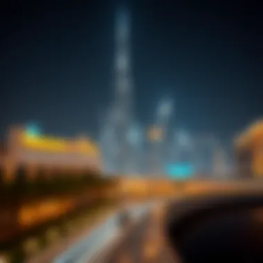 Illuminated Arenco Tower at Night Night view of the Arenco Tower illuminated against the Dubai skyline