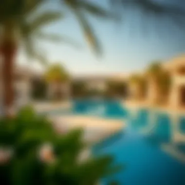 Luxurious amenities within Aykon City, such as pools and gardens