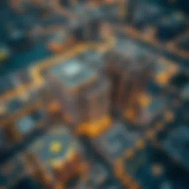 An aerial perspective showcasing Azizi's significant projects in Dubai