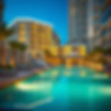 Inviting swimming pool area at a hotel apartment complex