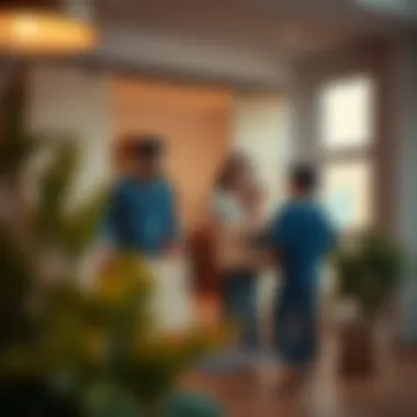 A family happily moving into their new home.
