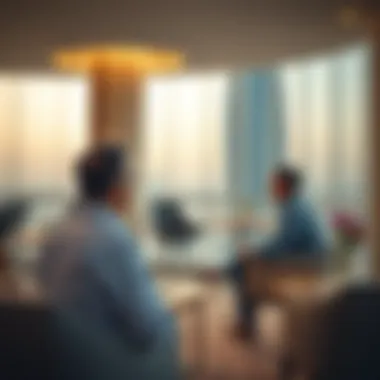 Investors discussing property opportunities in Binghatti Azure