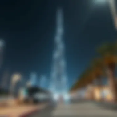 Night view of Burj Al-Durra illuminated