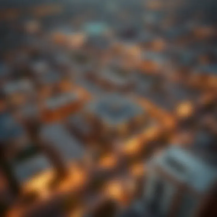 Aerial view of the surrounding neighborhood of برج افينيو التعاون, highlighting its strategic location