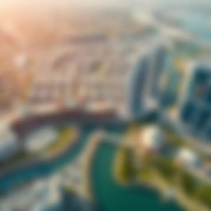 Aerial Perspective of Business Bay Aerial view of Business Bay showcasing modern architecture and waterways