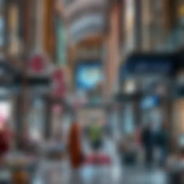 Diverse Shopping Experience in Capital Mall A bustling indoor market scene with diverse shops.