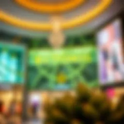 A vibrant storefront showcasing luxury brands.