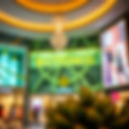 A vibrant storefront showcasing luxury brands.