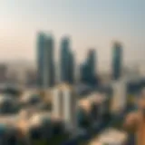 Aerial view showcasing skyscrapers and urban landscape in the UAE