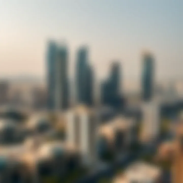 Aerial view showcasing skyscrapers and urban landscape in the UAE