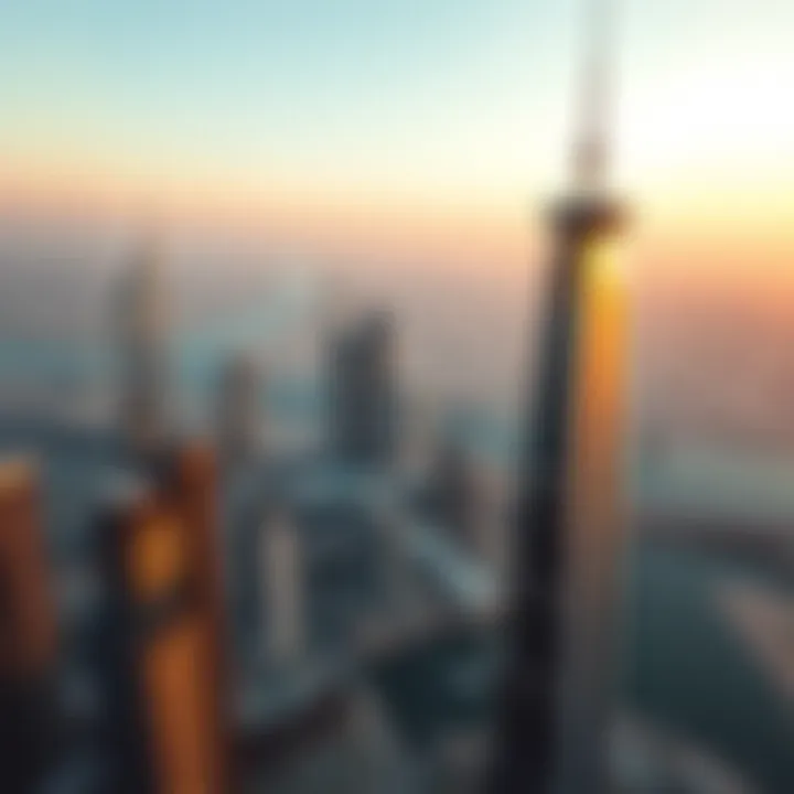 Aerial view of Dubai highlighting Chic Tower's prime location