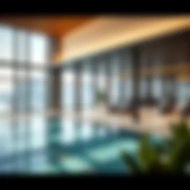 Ciel Tower Marina's amenities including the pool and fitness center surrounded by marina views