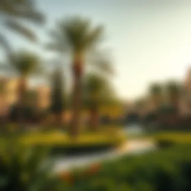 Harmonious Green Spaces in City Centre Al Zahia A landscaped park area in City Centre Al Zahia, blending nature with urban living