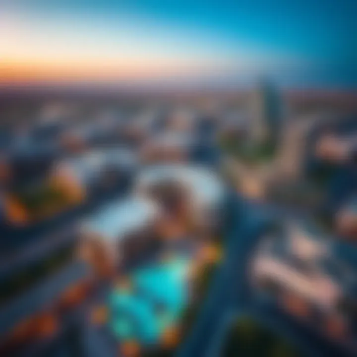 Aerial view of Jumeirah Village Triangle highlighting the location of Palazzo Residence