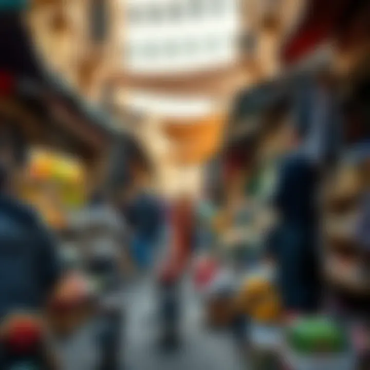 A bustling market scene reflecting the community dynamics in Almaya Satwa