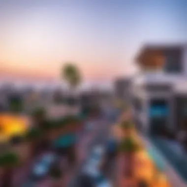 A panoramic view of Almaya Satwa showcasing modern architecture and vibrant streets