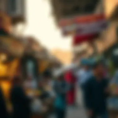 A bustling market scene showcasing local culture at كورنيش ديرة