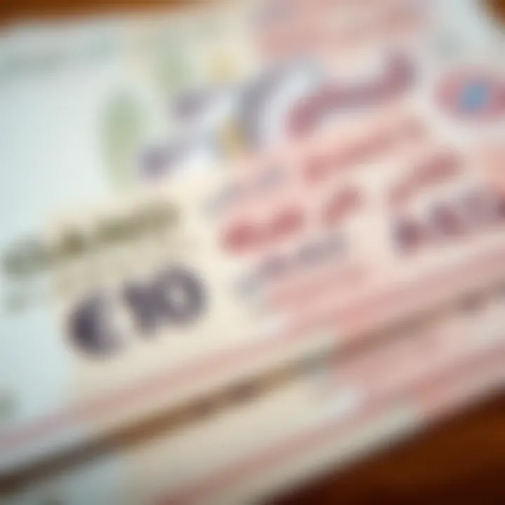 A close-up of the AED currency notes reflecting financial growth