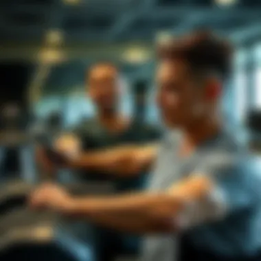 Personal trainer assisting a resident