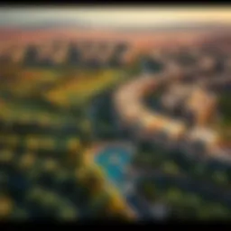 Aerial view showcasing the lush landscapes of Damac Hills