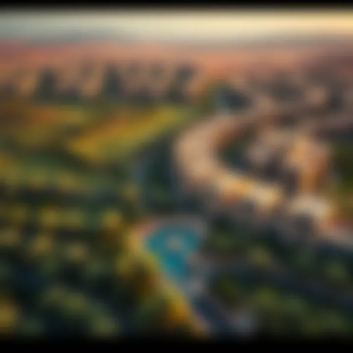 Aerial view showcasing the lush landscapes of Damac Hills