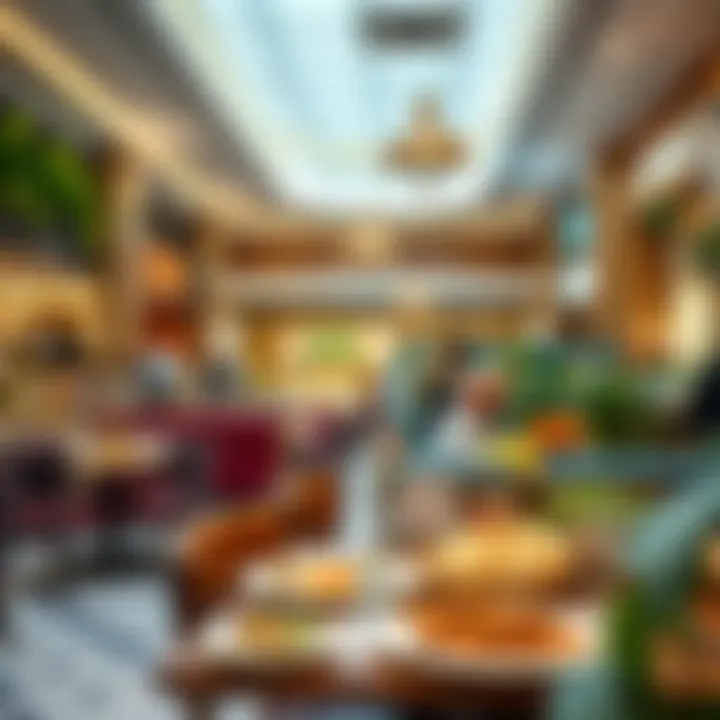 A cozy dining area within Deira City Mall highlighting various culinary options