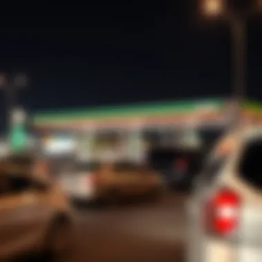 Traffic flow near the petrol station demonstrating its strategic location