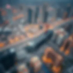 Aerial view of the Dubai Metro construction site showcasing urban development.