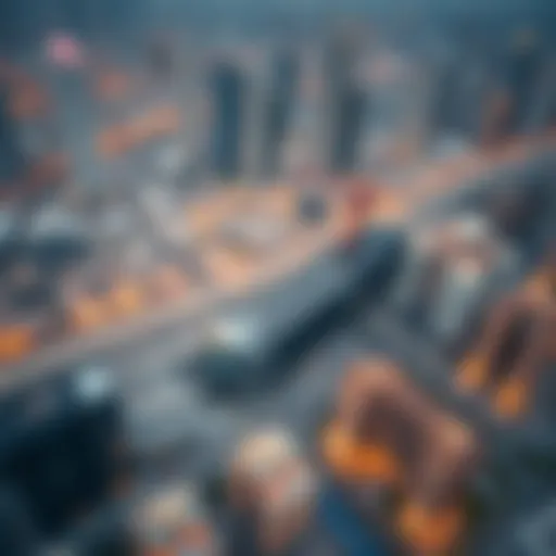 Aerial view of the Dubai Metro construction site showcasing urban development.