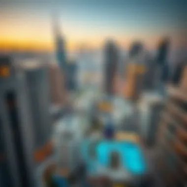 Dubai Skyline Featuring Furnished Studios Aerial view of Dubai skyline with furnished studios in focus