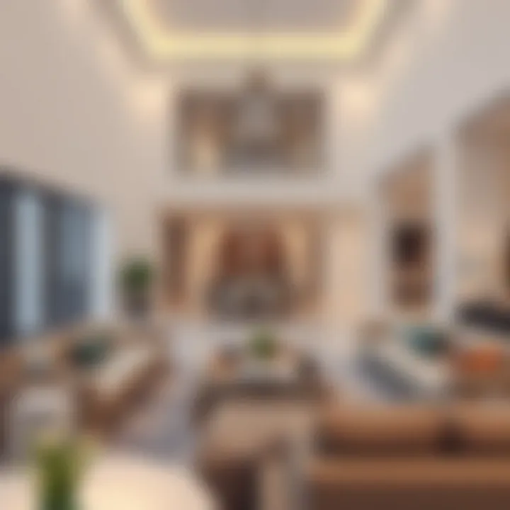 Luxurious Interior of Al Ain Oasis Villas Interior view of a luxurious villa highlighting spacious living areas