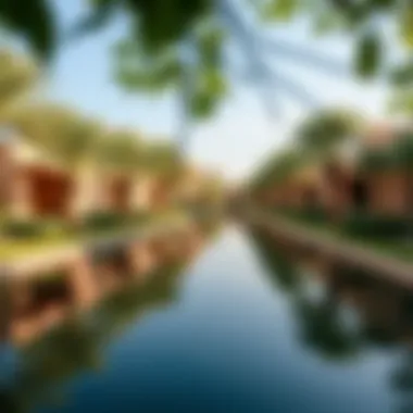 Tranquil waterways in Al Barari reflecting the surrounding nature