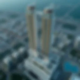 Aerial view showcasing the grandeur of Al Barsha Twin Towers