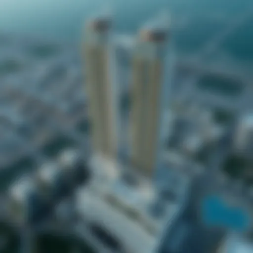 Aerial view showcasing the grandeur of Al Barsha Twin Towers