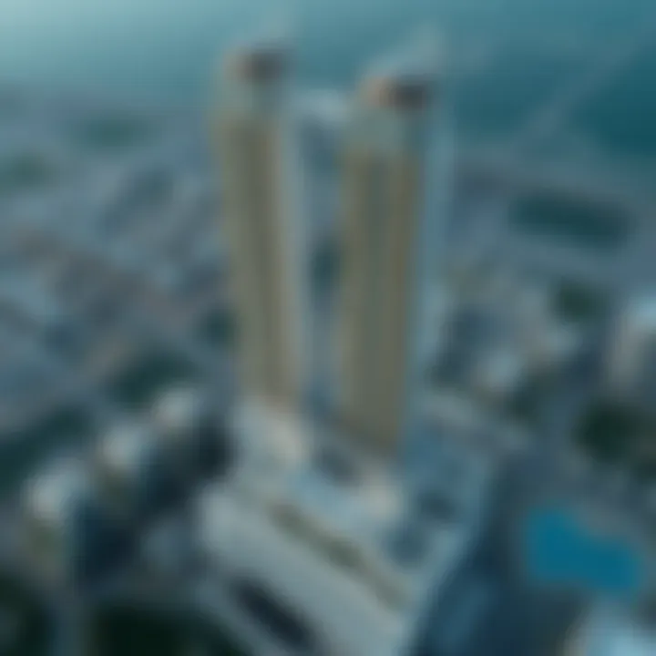 Aerial view showcasing the grandeur of Al Barsha Twin Towers