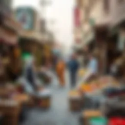 Vibrant market scene showcasing local vendors in Al Karama