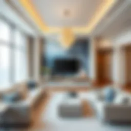 Luxurious living room in Al Khail Gate Apartments