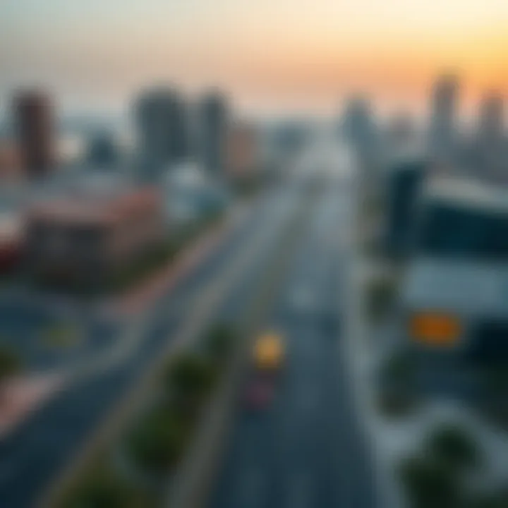 Aerial view of Al Sufouh Road showcasing its connectivity
