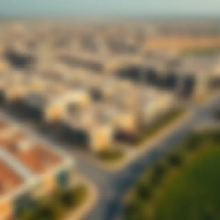 An aerial view of a bustling Azizi Developers project site